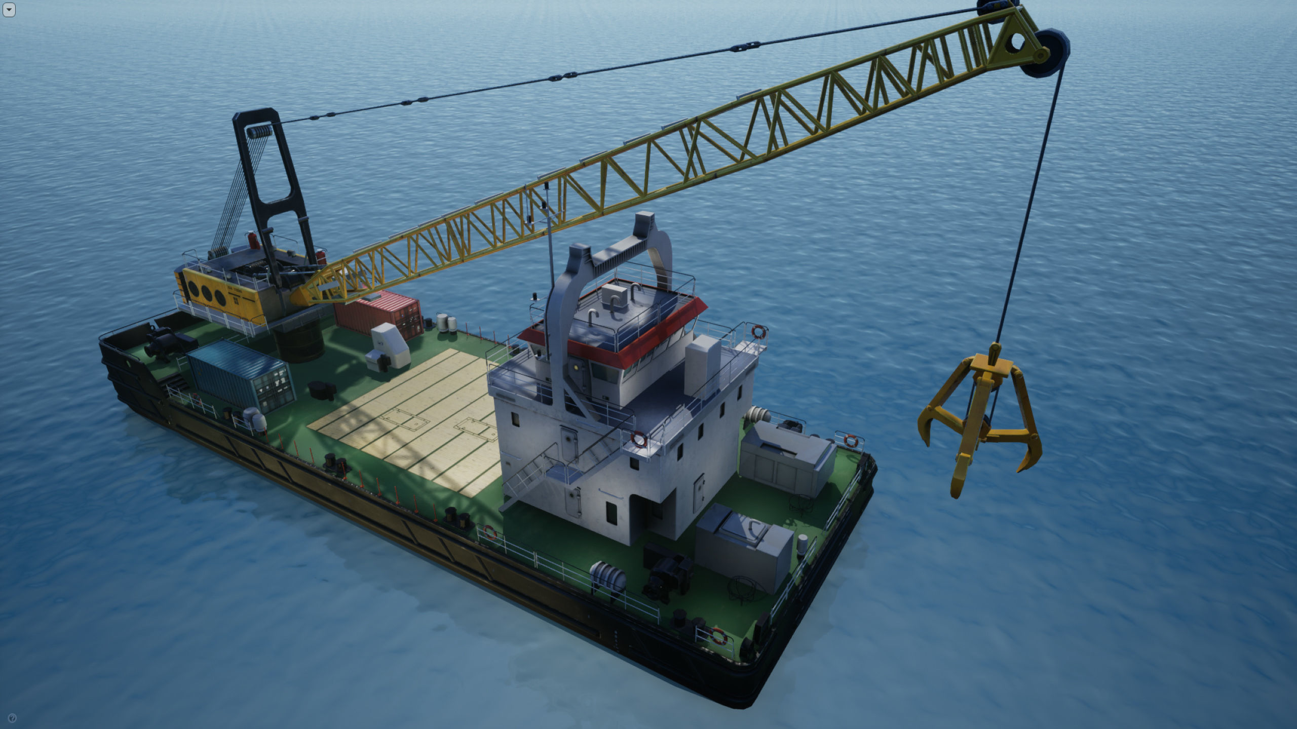 Crane Barge - low poly Low-poly 3D model_14