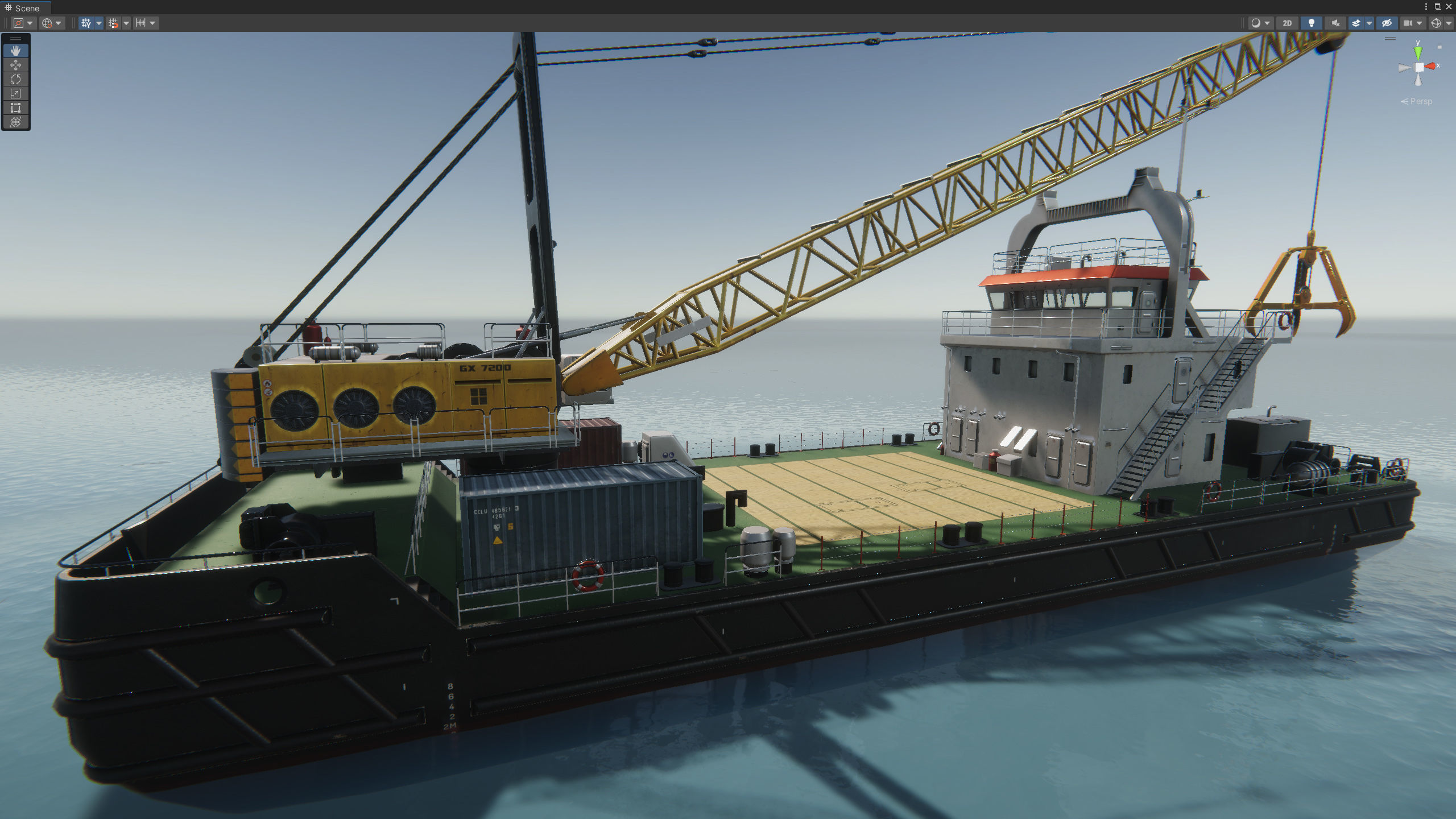 Crane Barge - low poly Low-poly 3D model_35