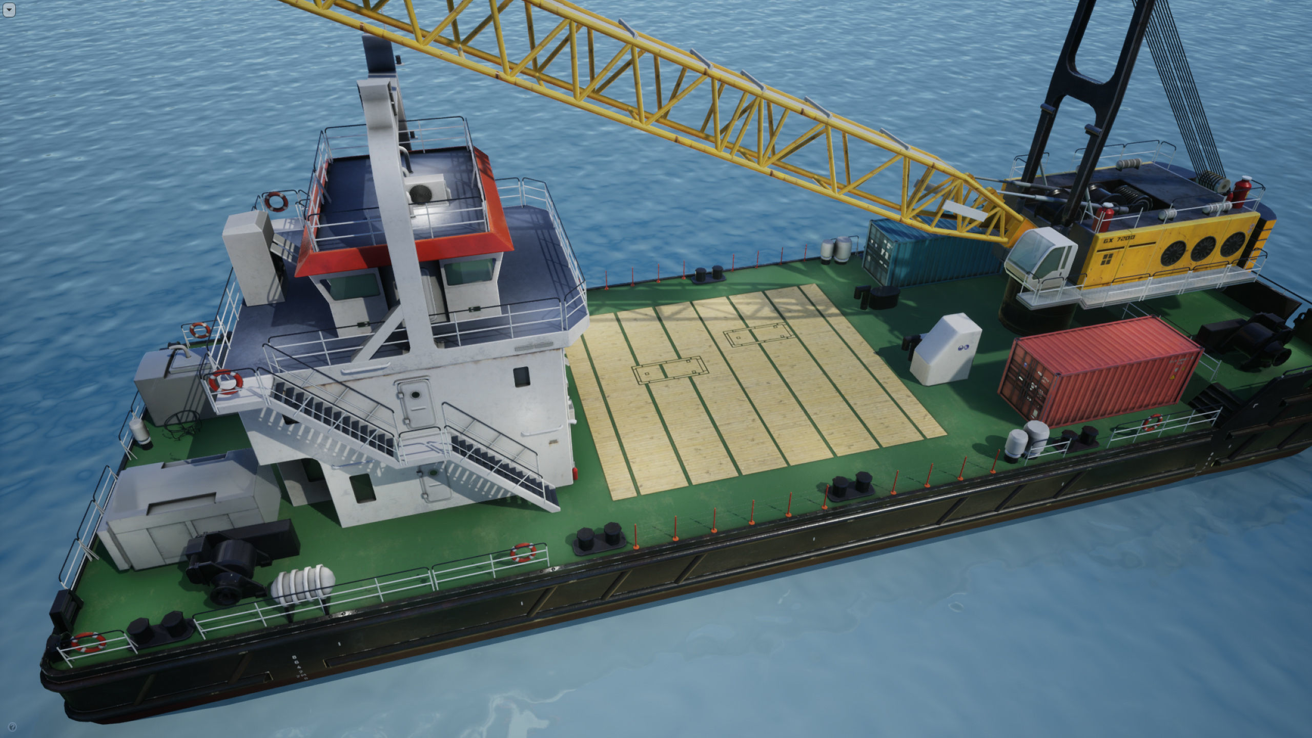 Crane Barge - low poly Low-poly 3D model_7