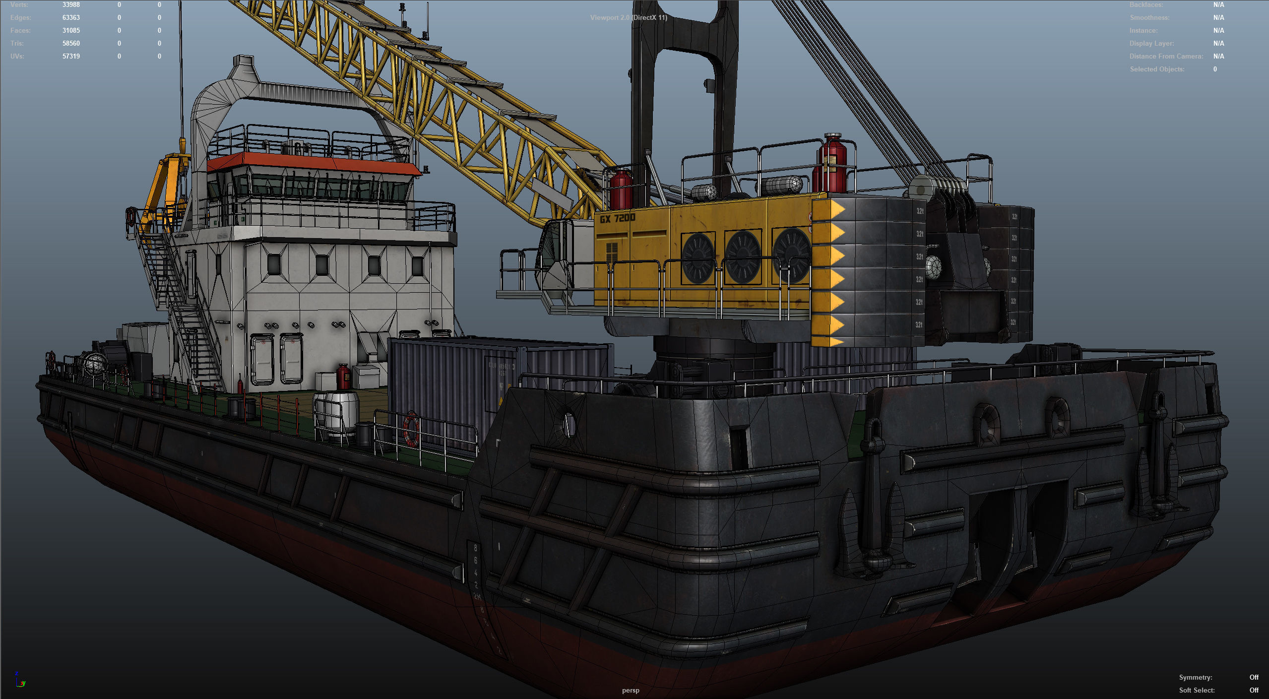 Crane Barge - low poly Low-poly 3D model_41