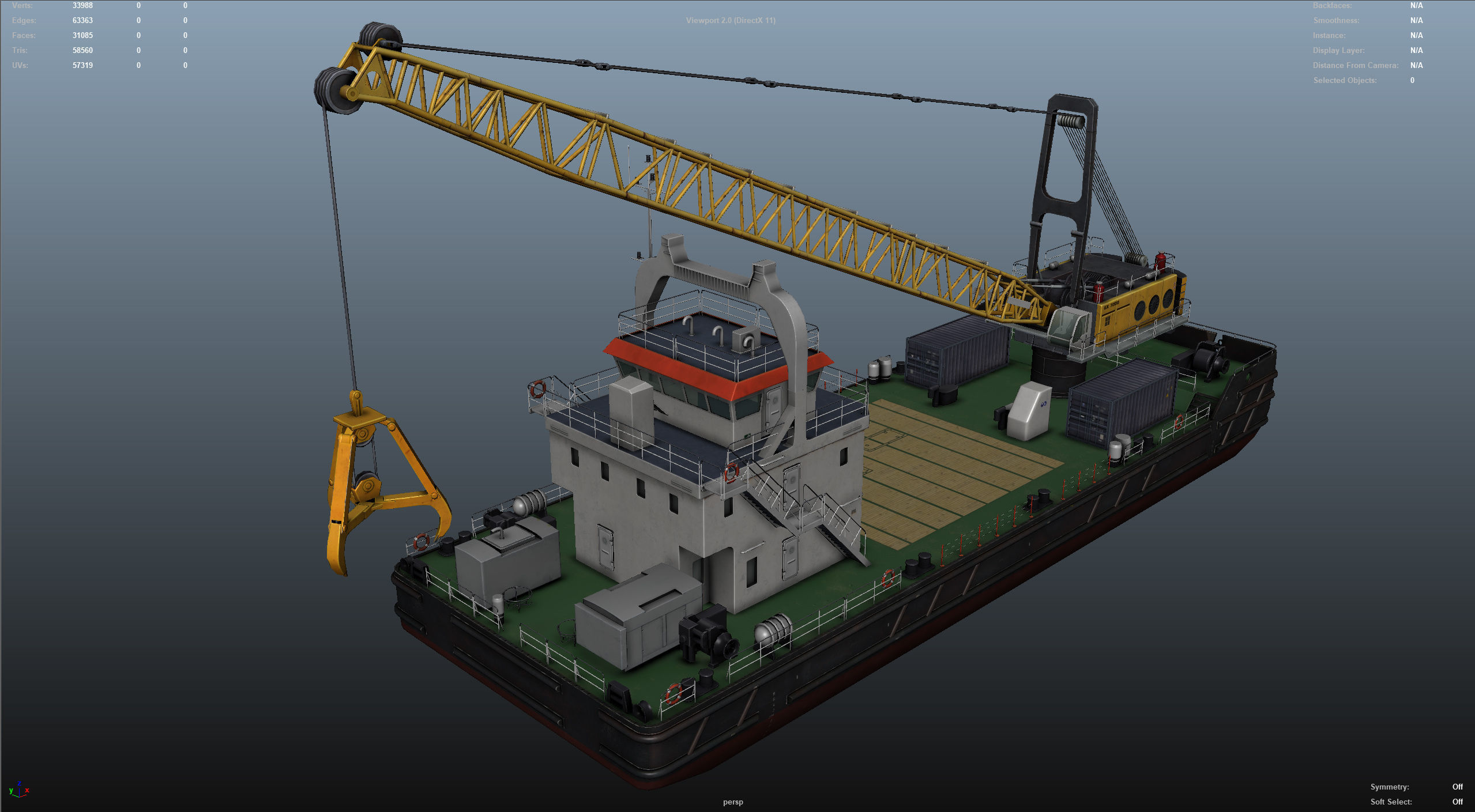 Crane Barge - low poly Low-poly 3D model_43