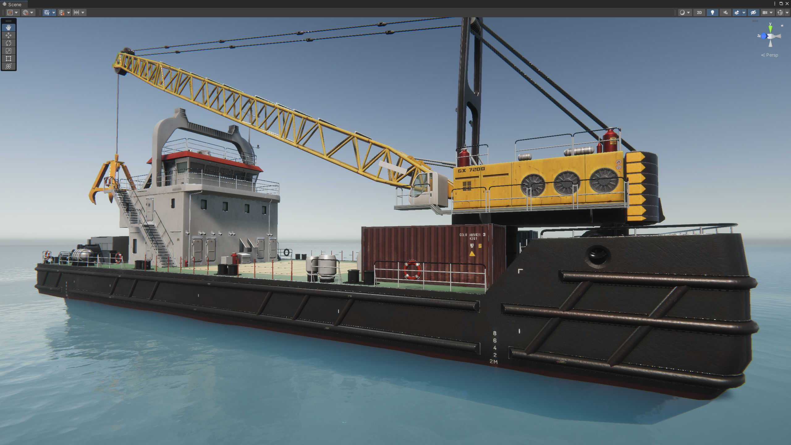 Crane Barge - low poly Low-poly 3D model_37