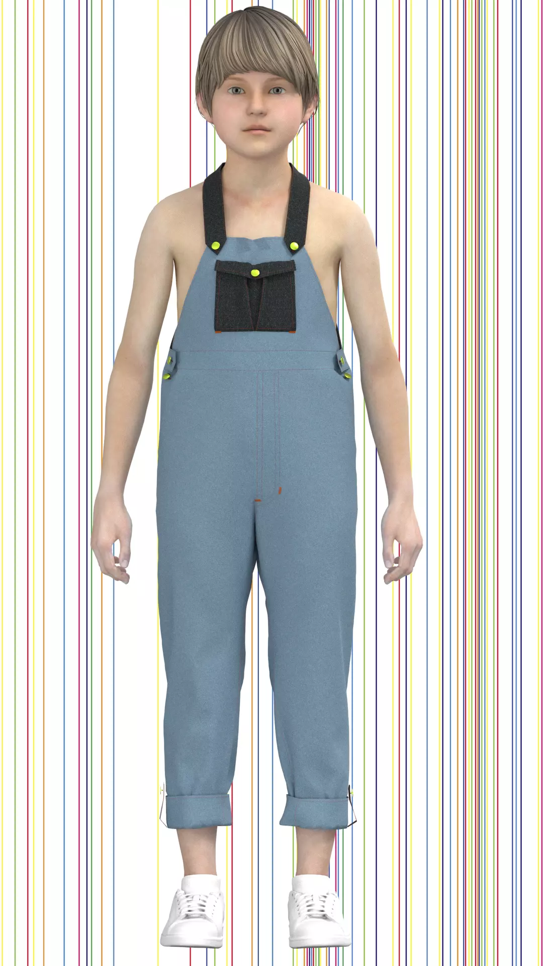3d model Boys denim Dungaree Low-poly 3D model