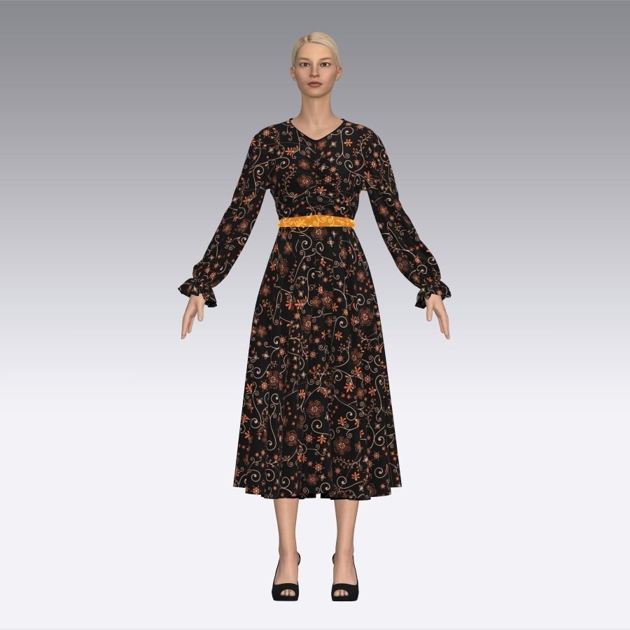 Ladies Night Party Dress Low-poly 3D model_6