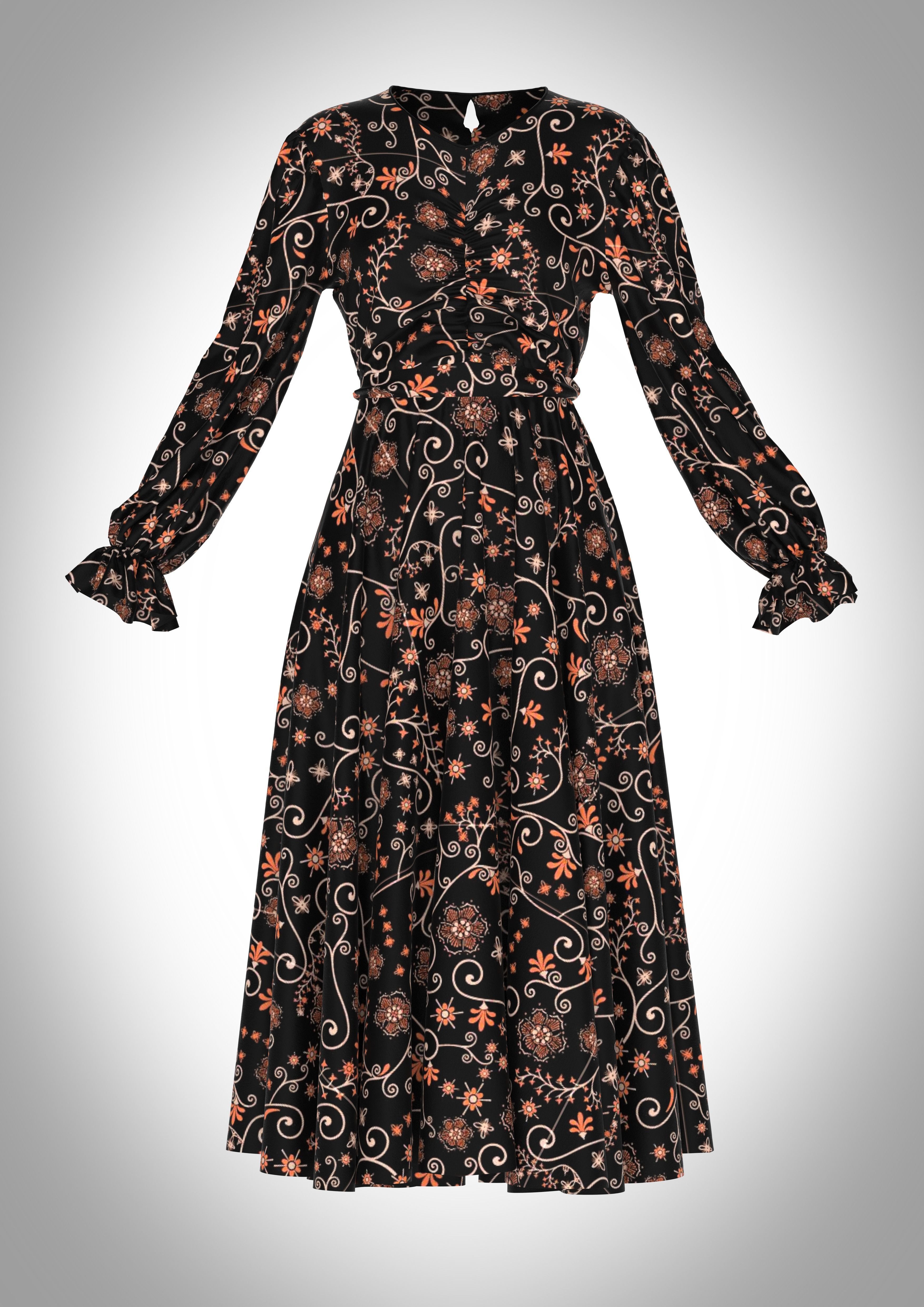 Ladies Night Party Dress Low-poly 3D model_1