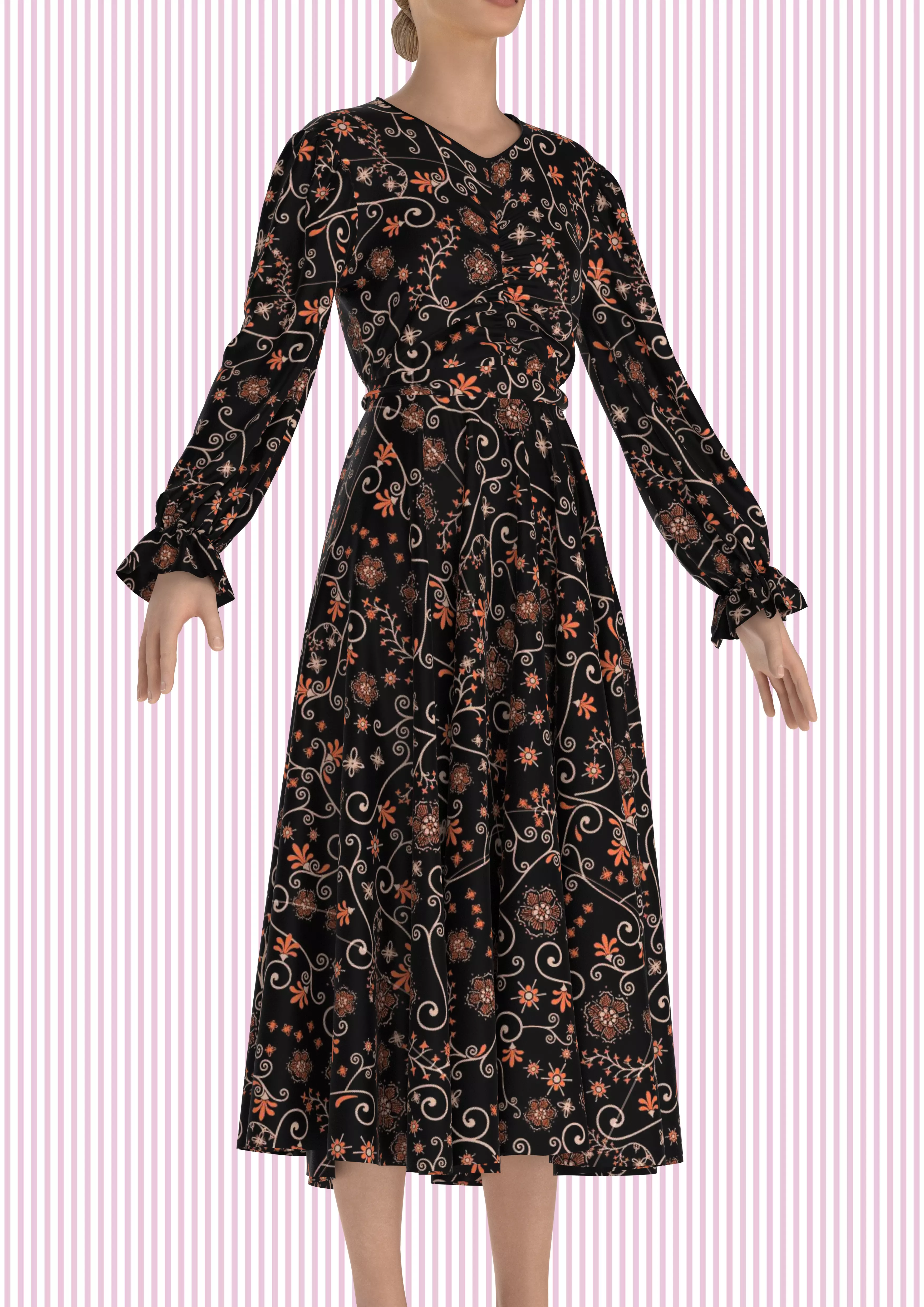 Ladies Night Party Dress Low-poly 3D model_0