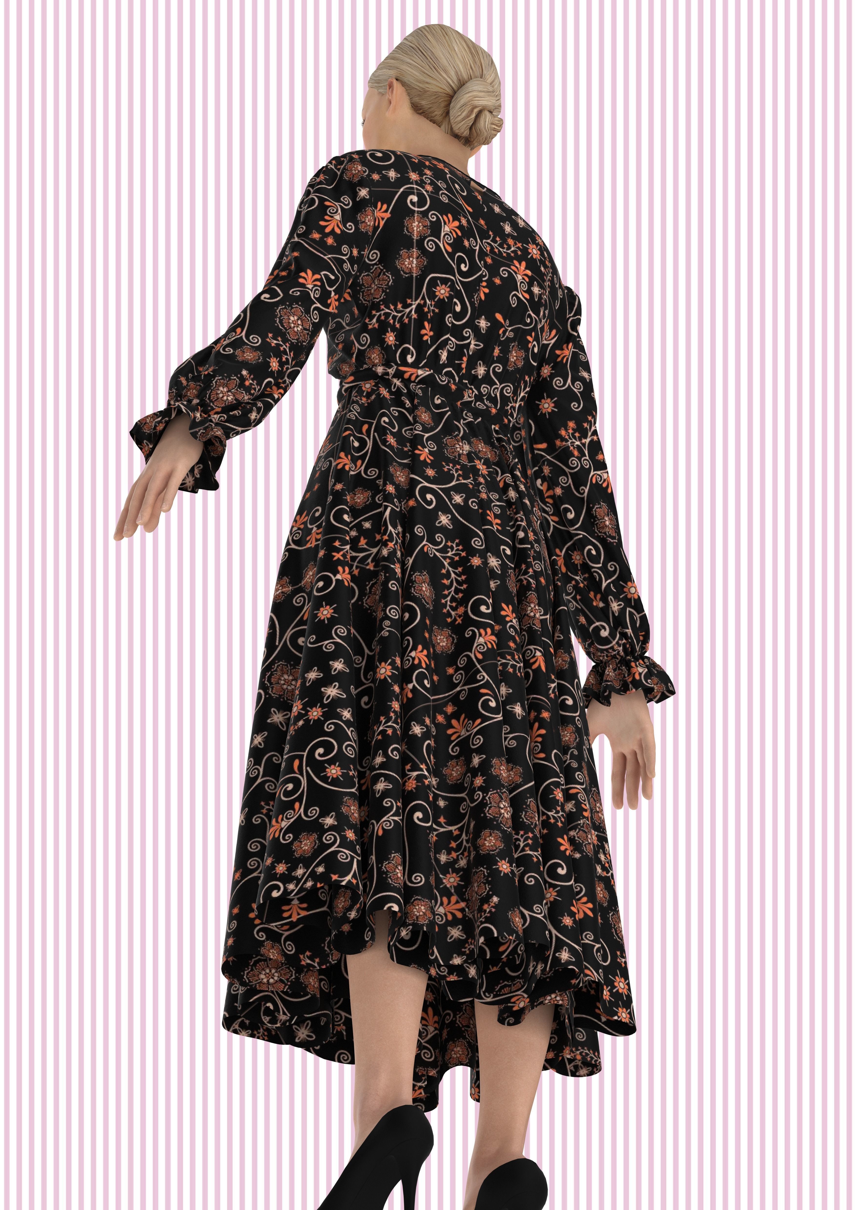 Ladies Night Party Dress Low-poly 3D model_2