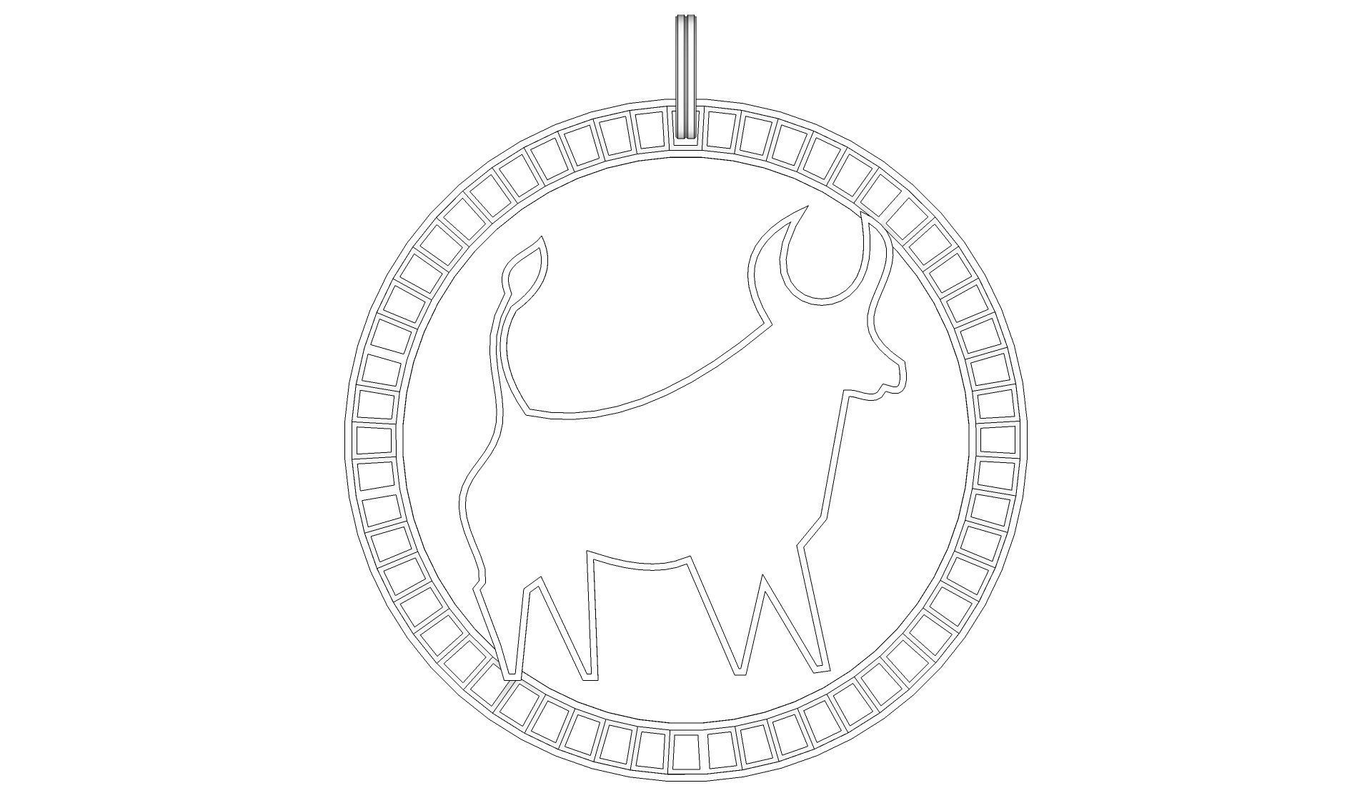 Taurus Pendant 3D print model_5