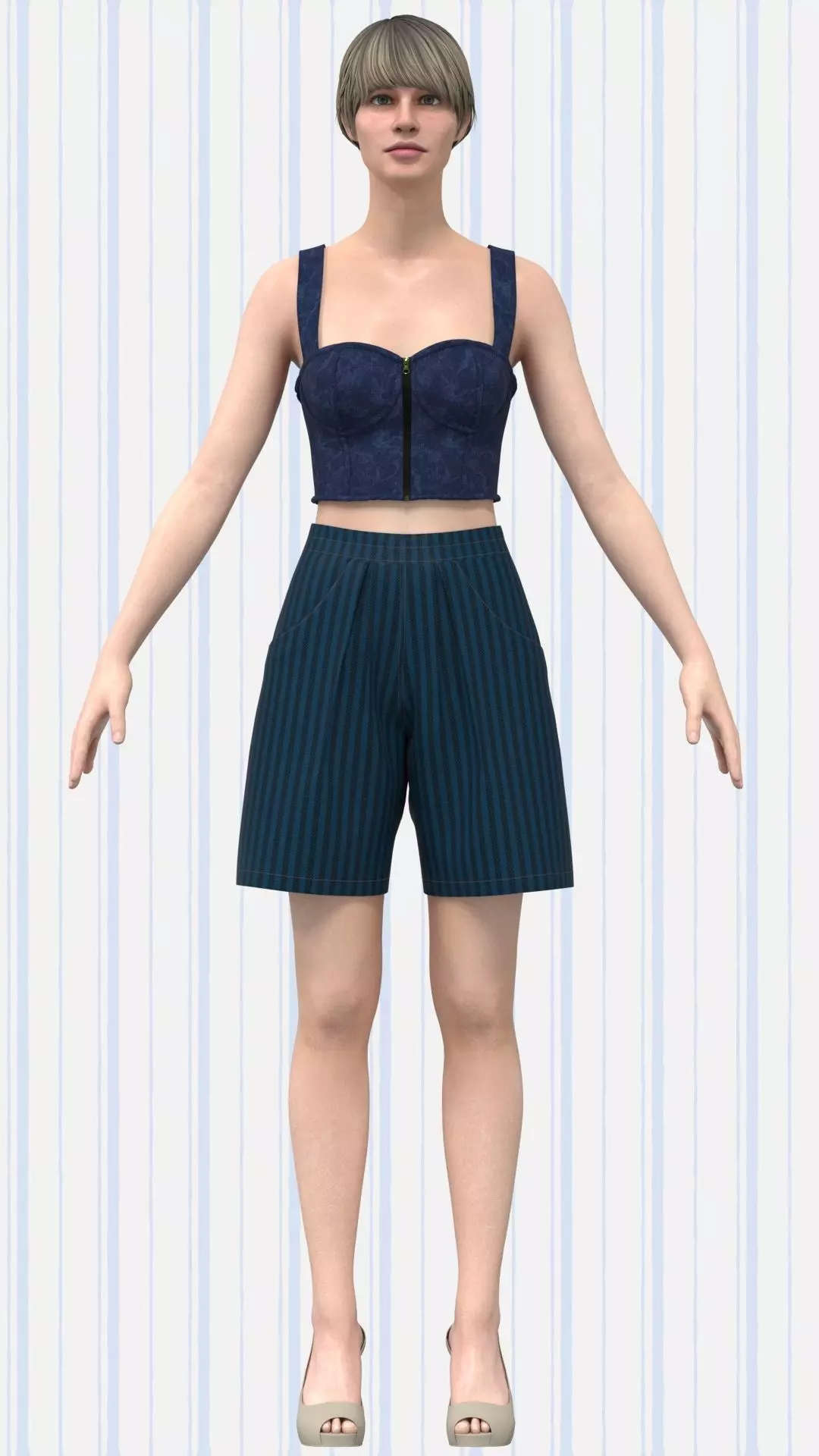 Womens corset with A lined pant Low-poly 3D model