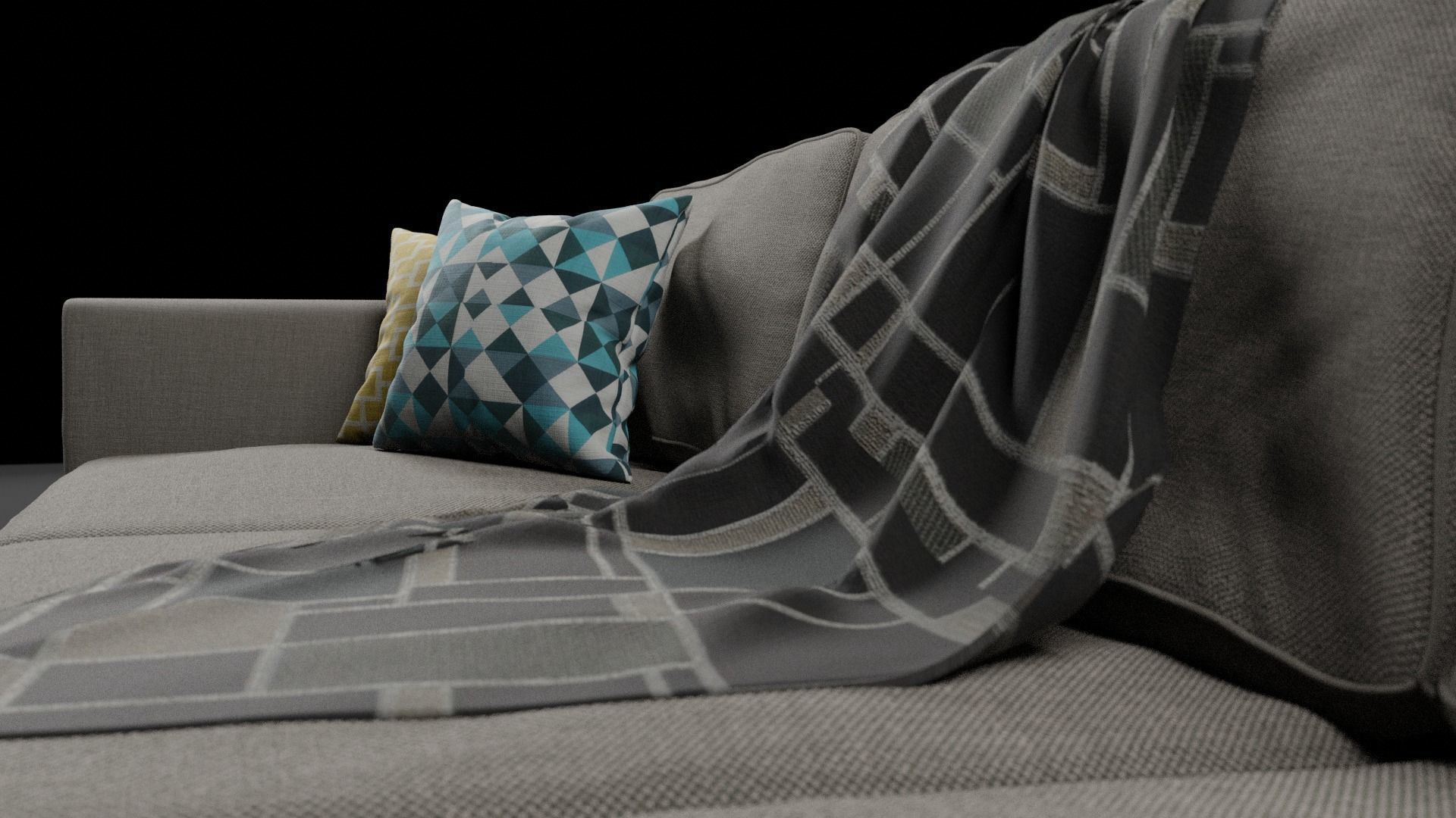 Realistic Couch Model sofa 3D model_4