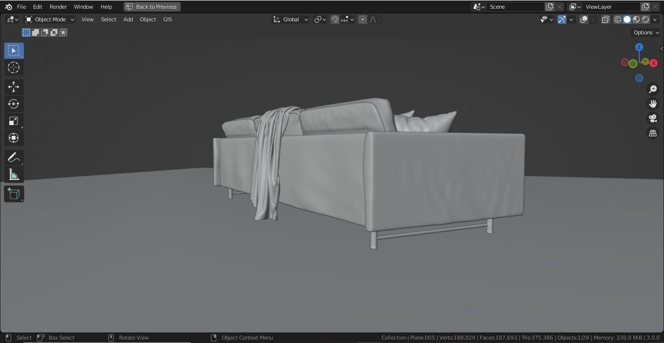 Realistic Couch Model sofa 3D model_14