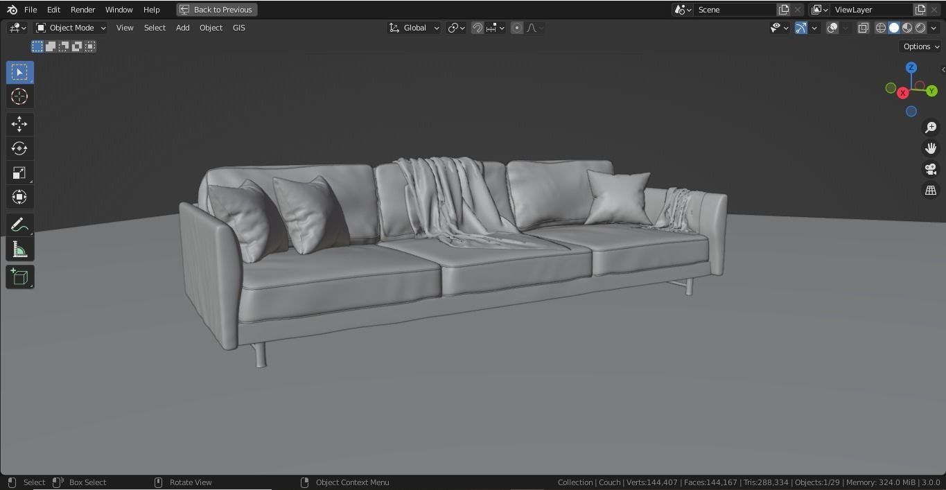Realistic Couch Model sofa 3D model_17