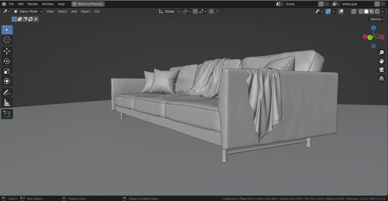 Realistic Couch Model sofa 3D model_16