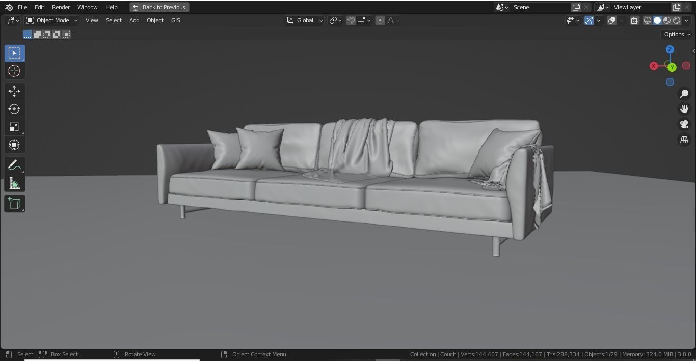 Realistic Couch Model sofa 3D model_15