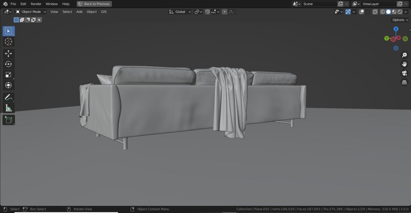 Realistic Couch Model sofa 3D model_20