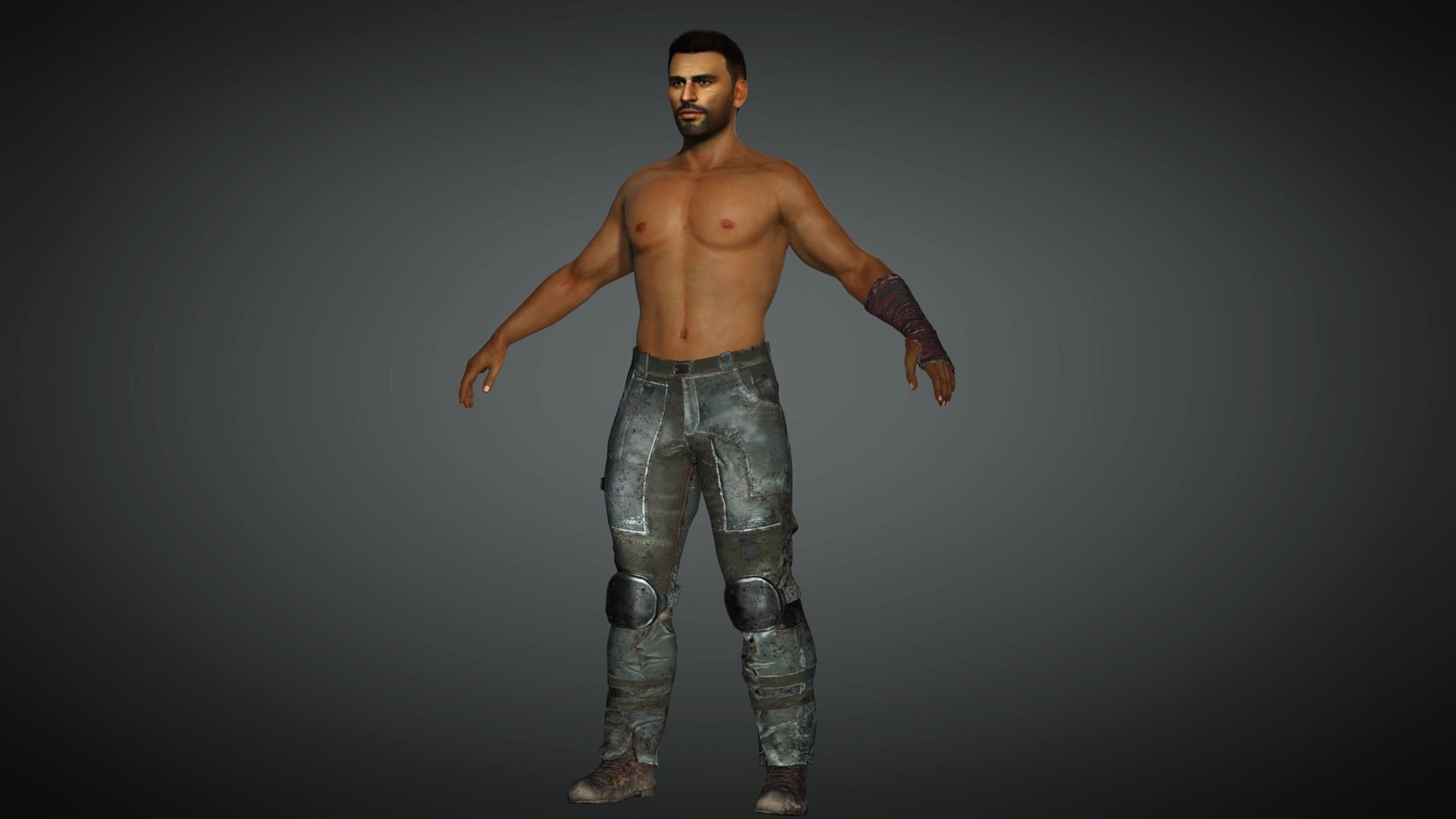 AAA Apocalypse Male Character 03 Low-poly 3D model_6