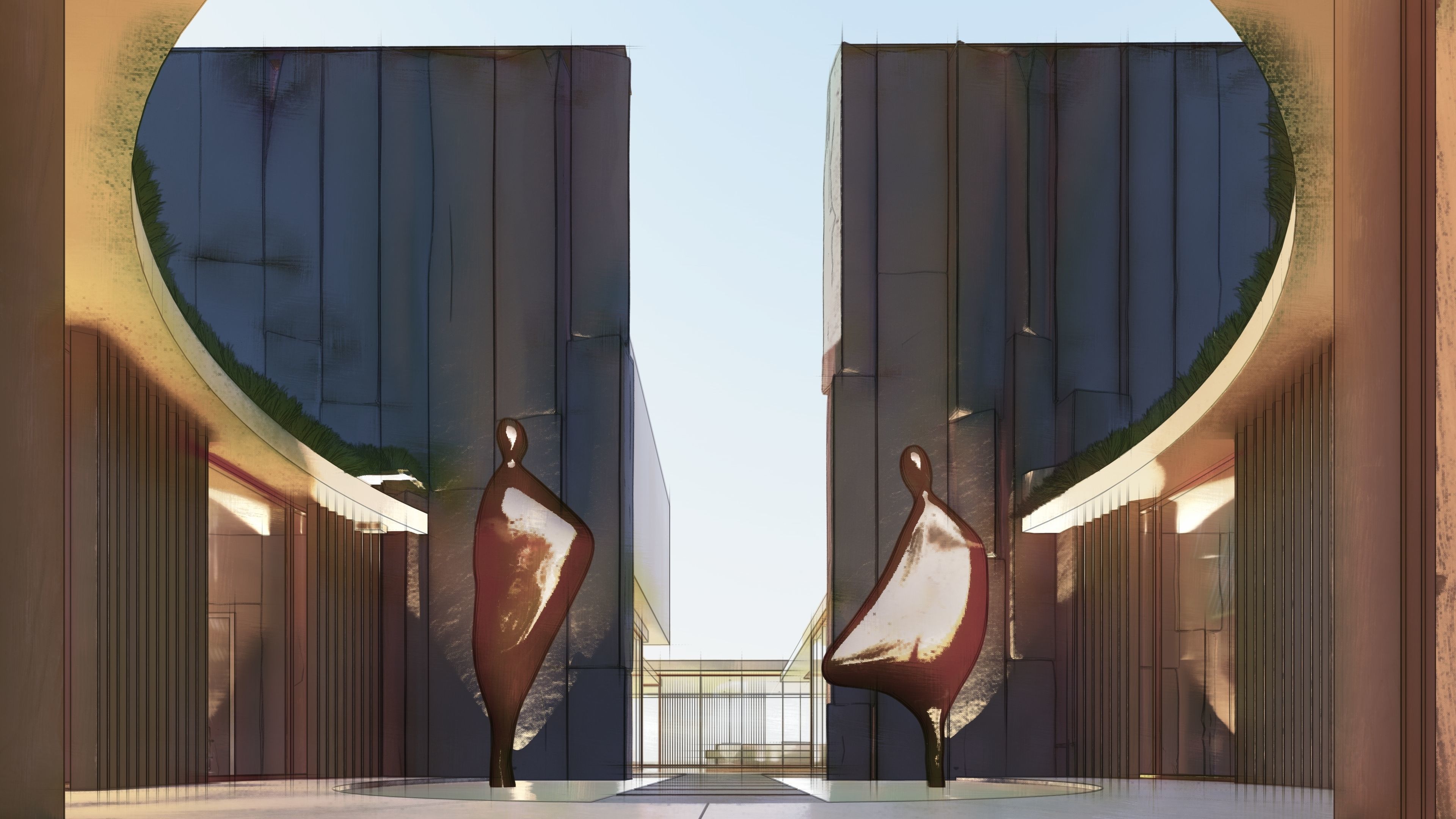 Modern beach house with interior and 3d grass 3D model_25