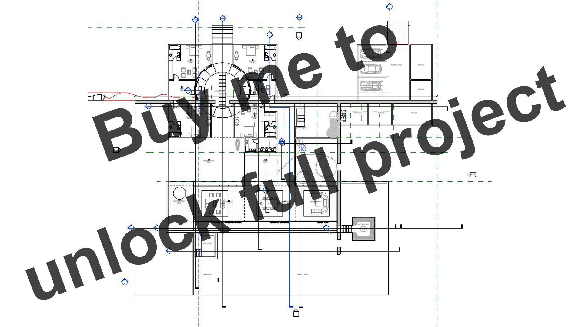 Modern beach house with interior and 3d grass 3D model_6