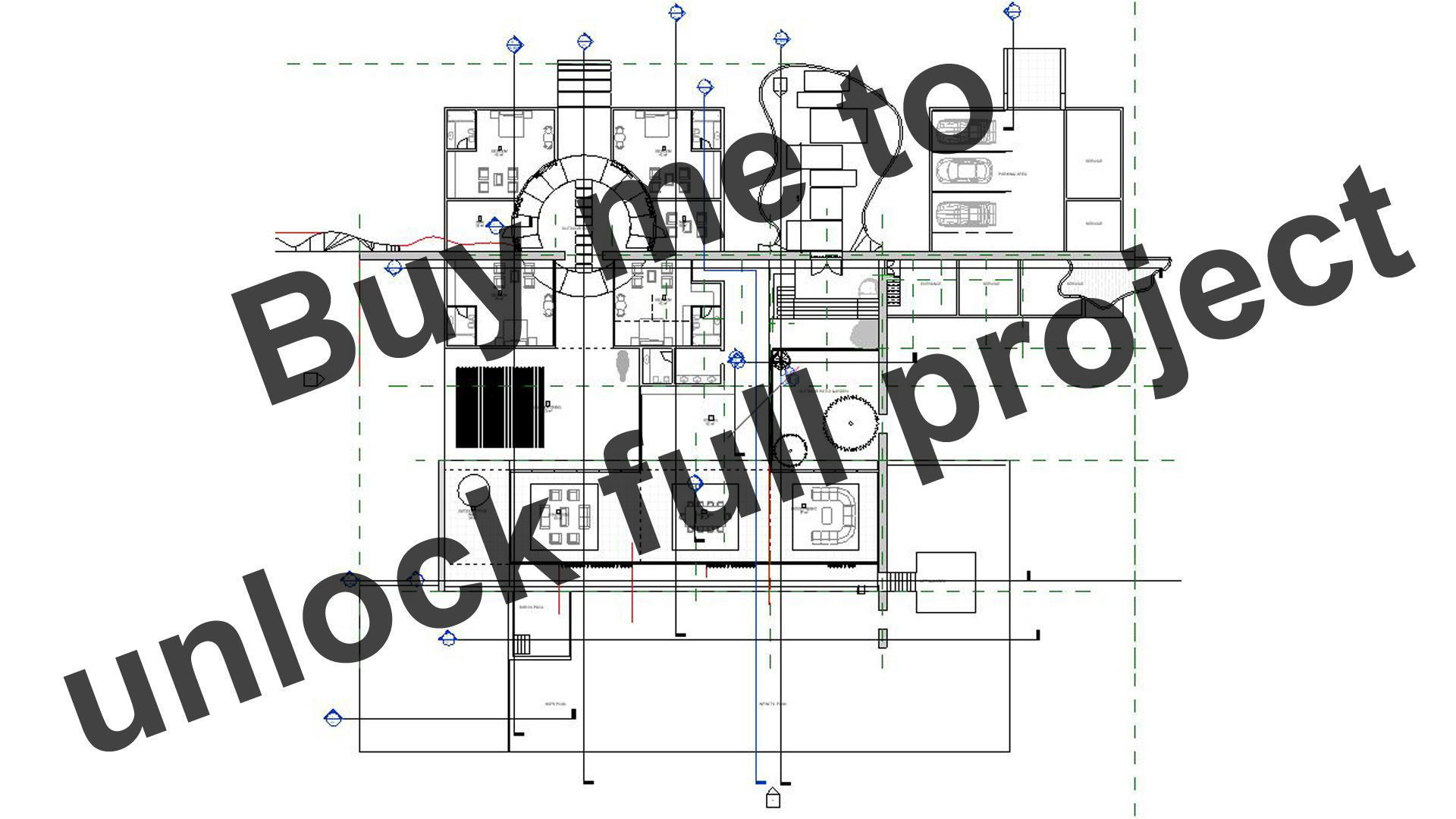 Modern beach house with interior and 3d grass 3D model_7