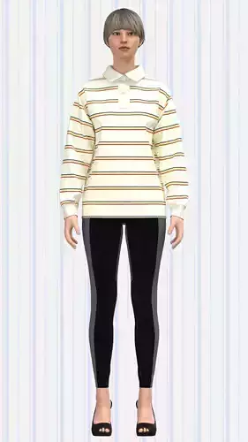 Womens Rugby Polo shirt Low-poly 3D model