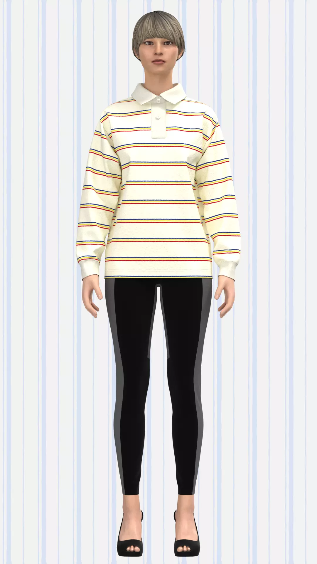 Womens Rugby Polo shirt Low-poly 3D model_0