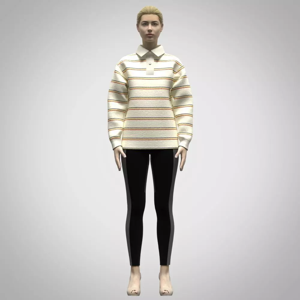 Womens Rugby Polo shirt Low-poly 3D model