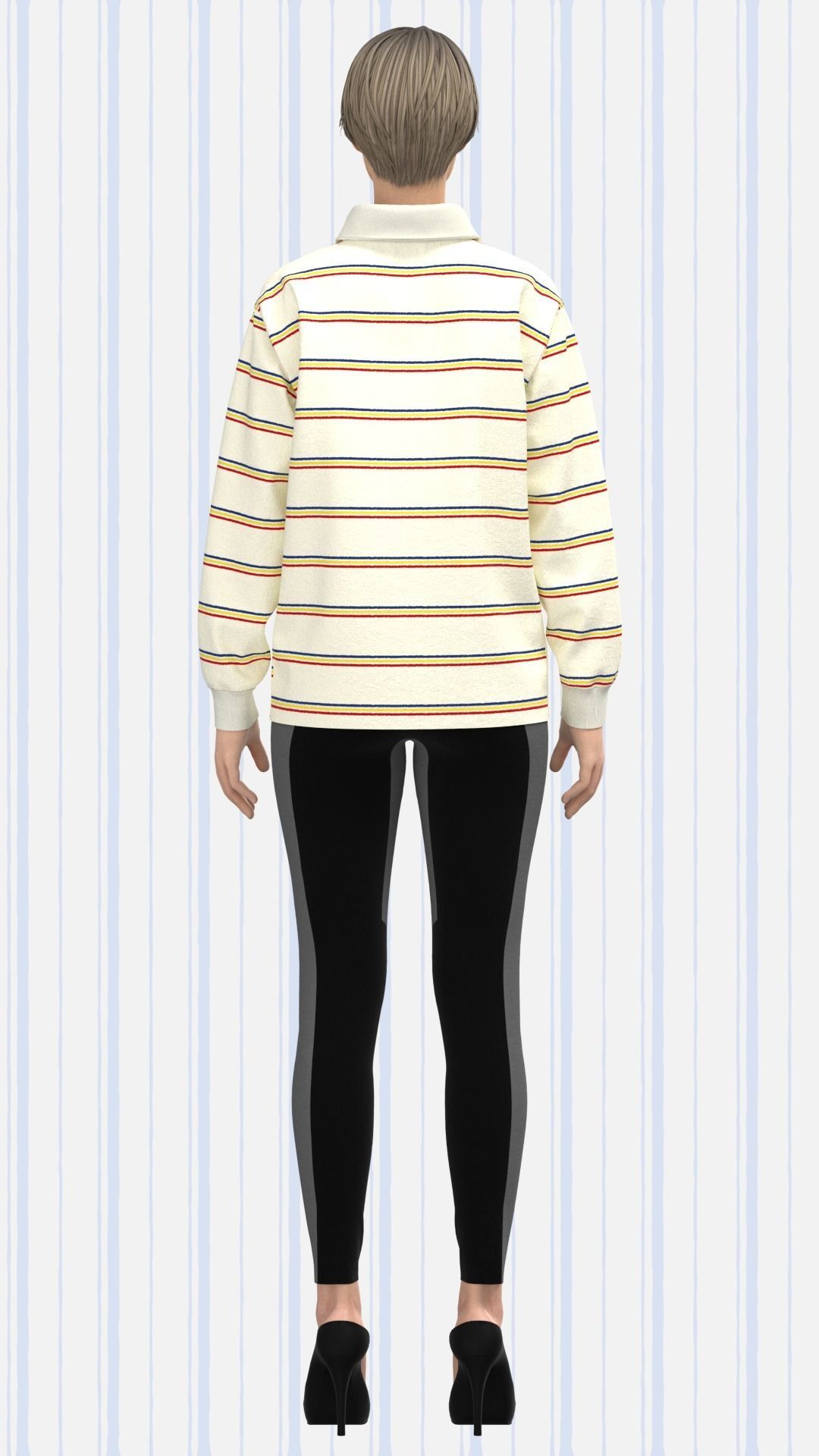 Womens Rugby Polo shirt Low-poly 3D model_4