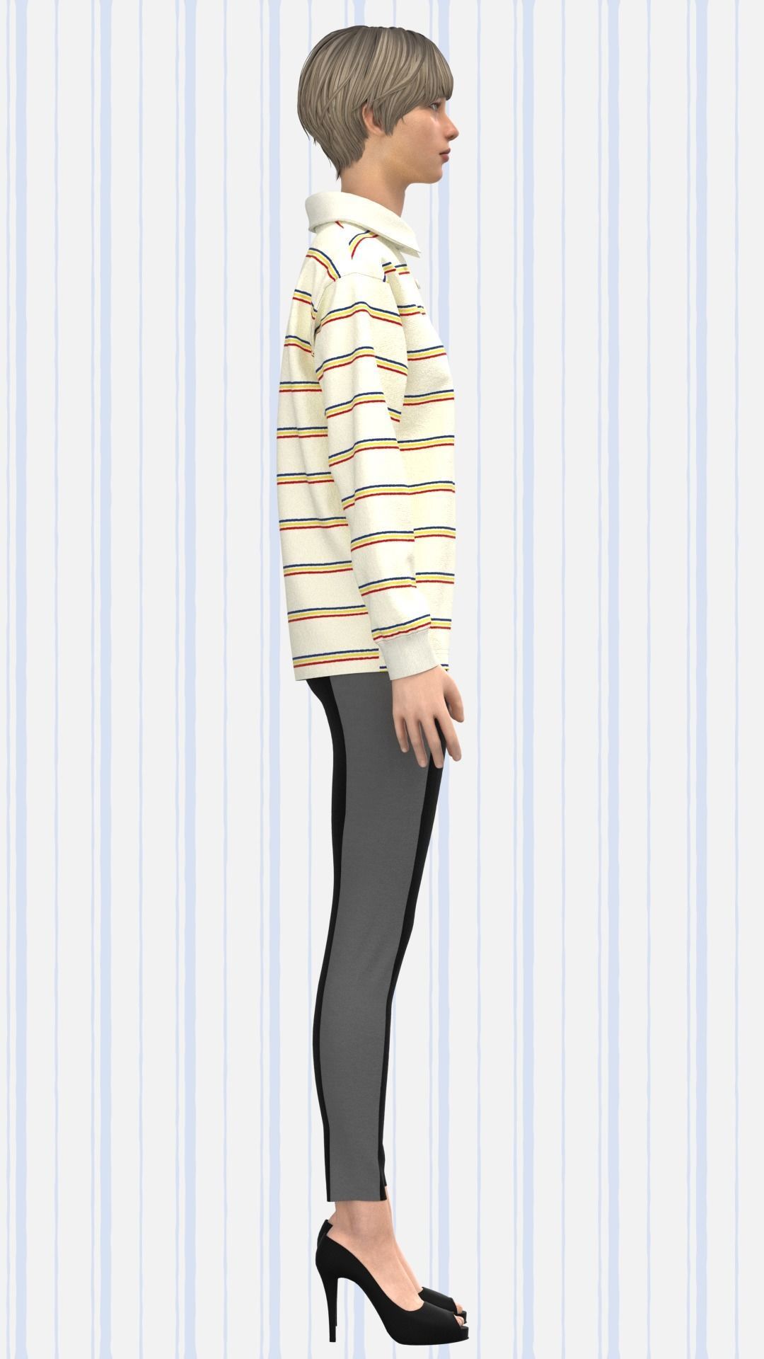 Womens Rugby Polo shirt Low-poly 3D model_7