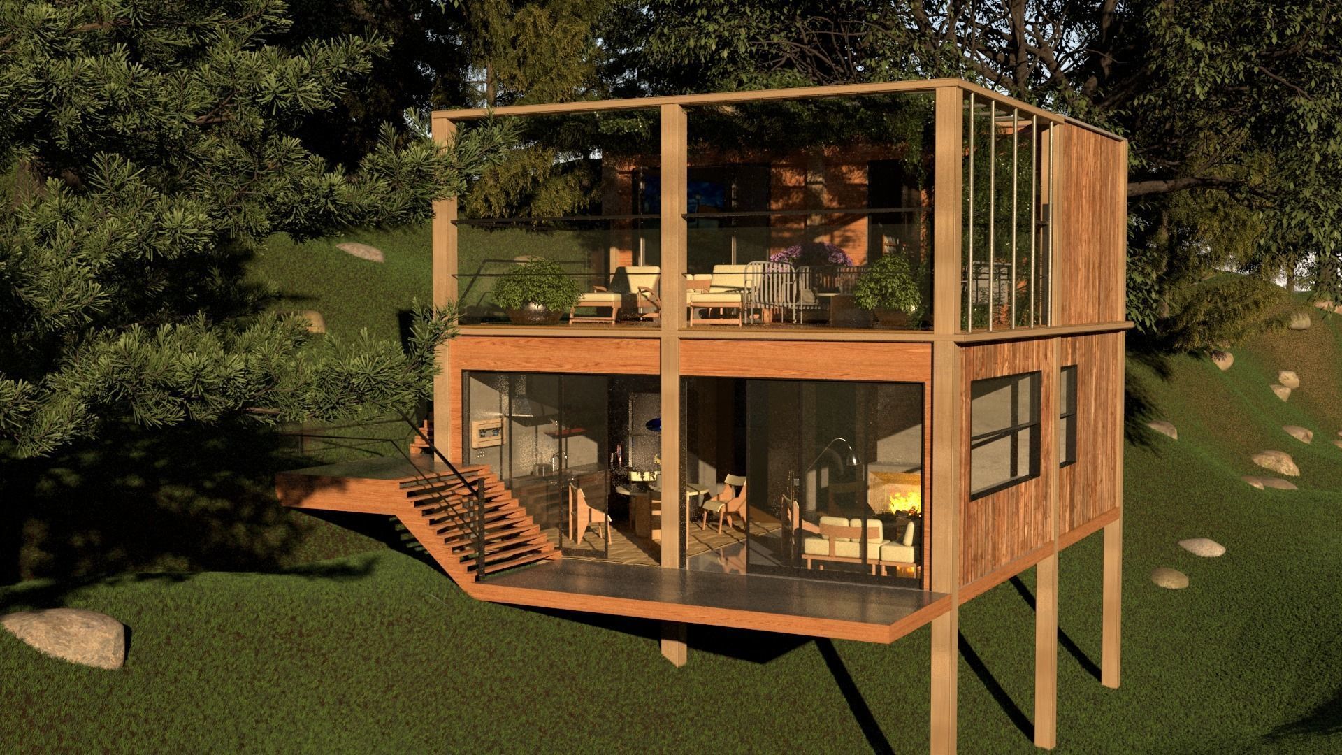 laosMovikheien wooden house in desert 3D model_7