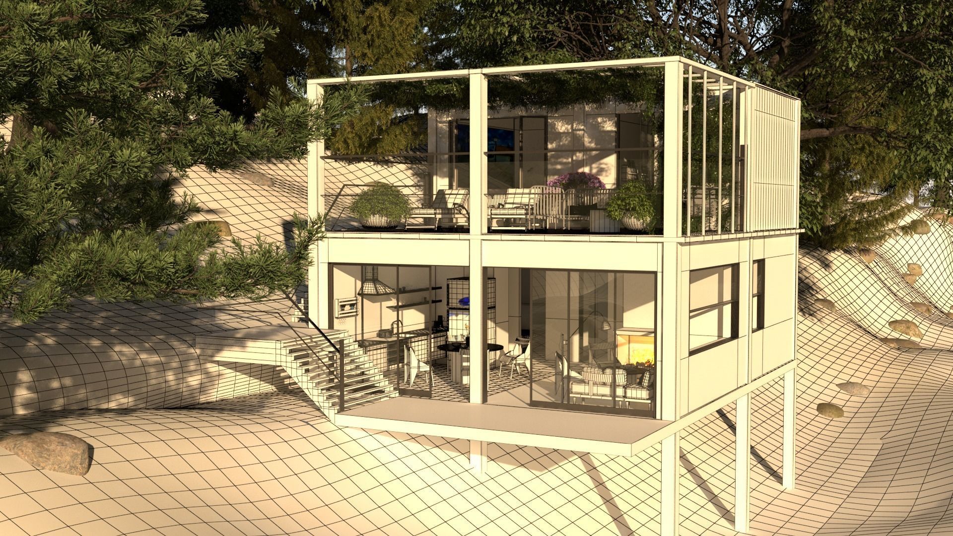 laosMovikheien wooden house in desert 3D model_15