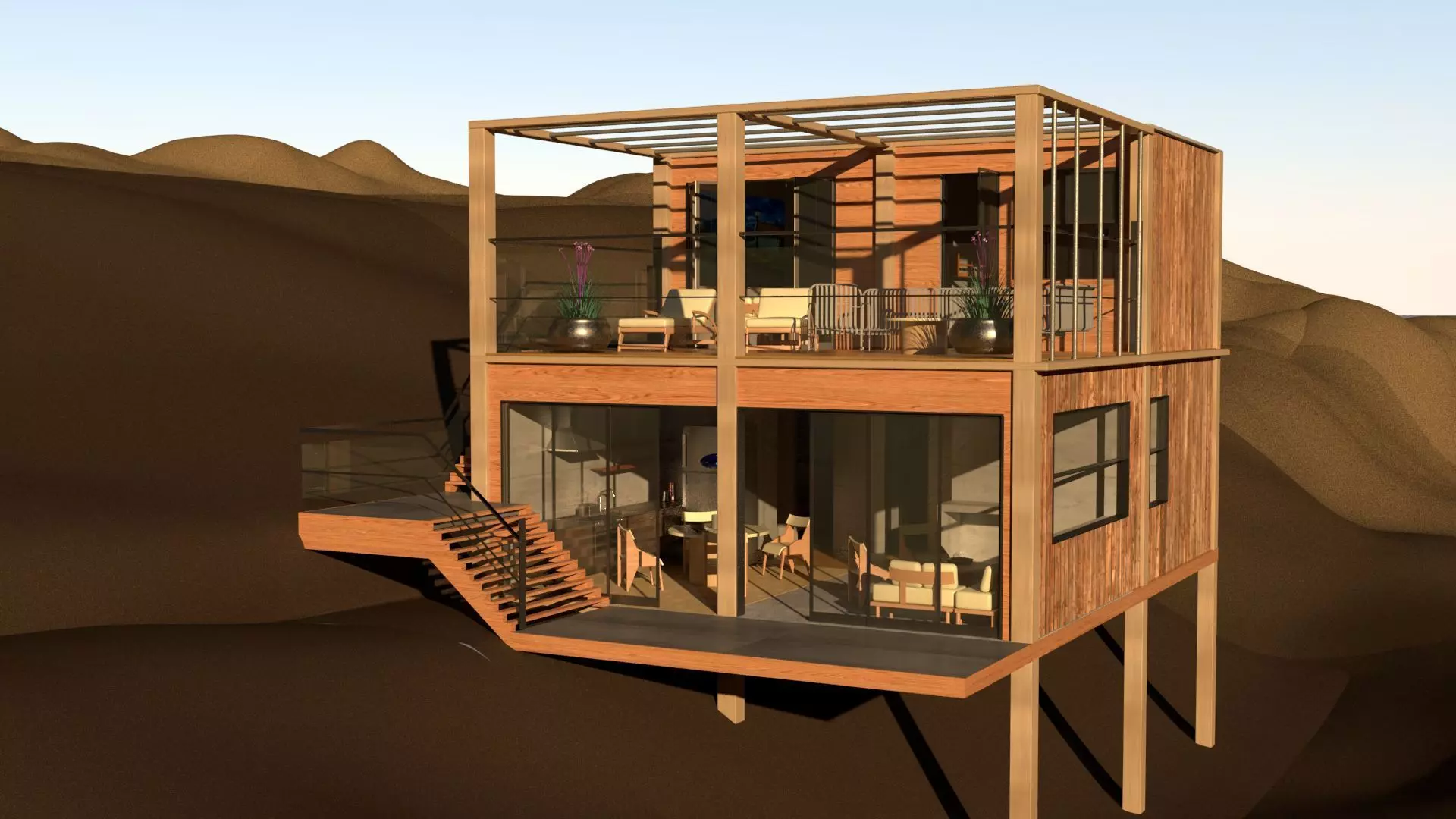laosMovikheien wooden house in desert 3D model_0