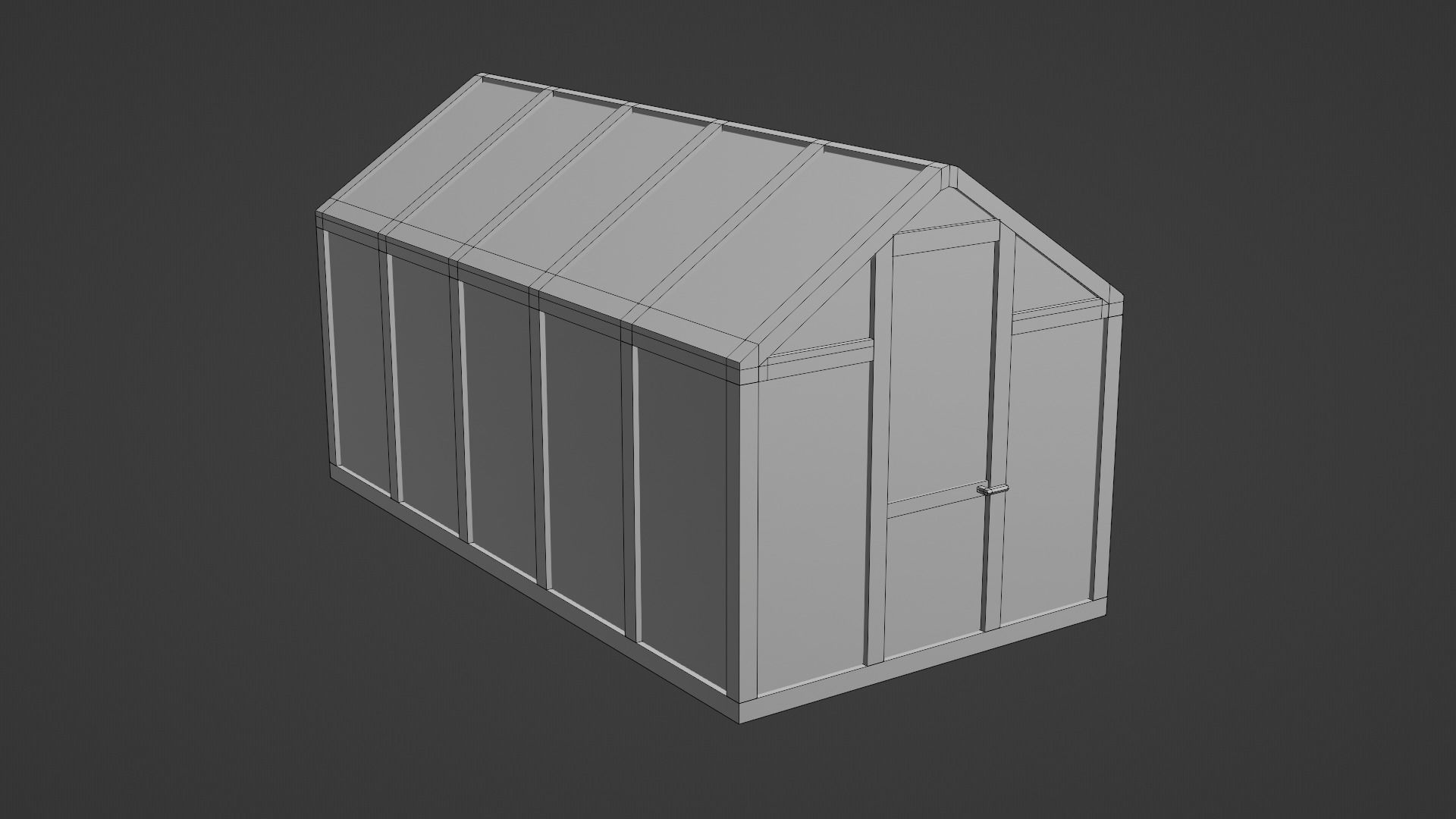 Greenhouse with glass roof Low-poly 3D model_10