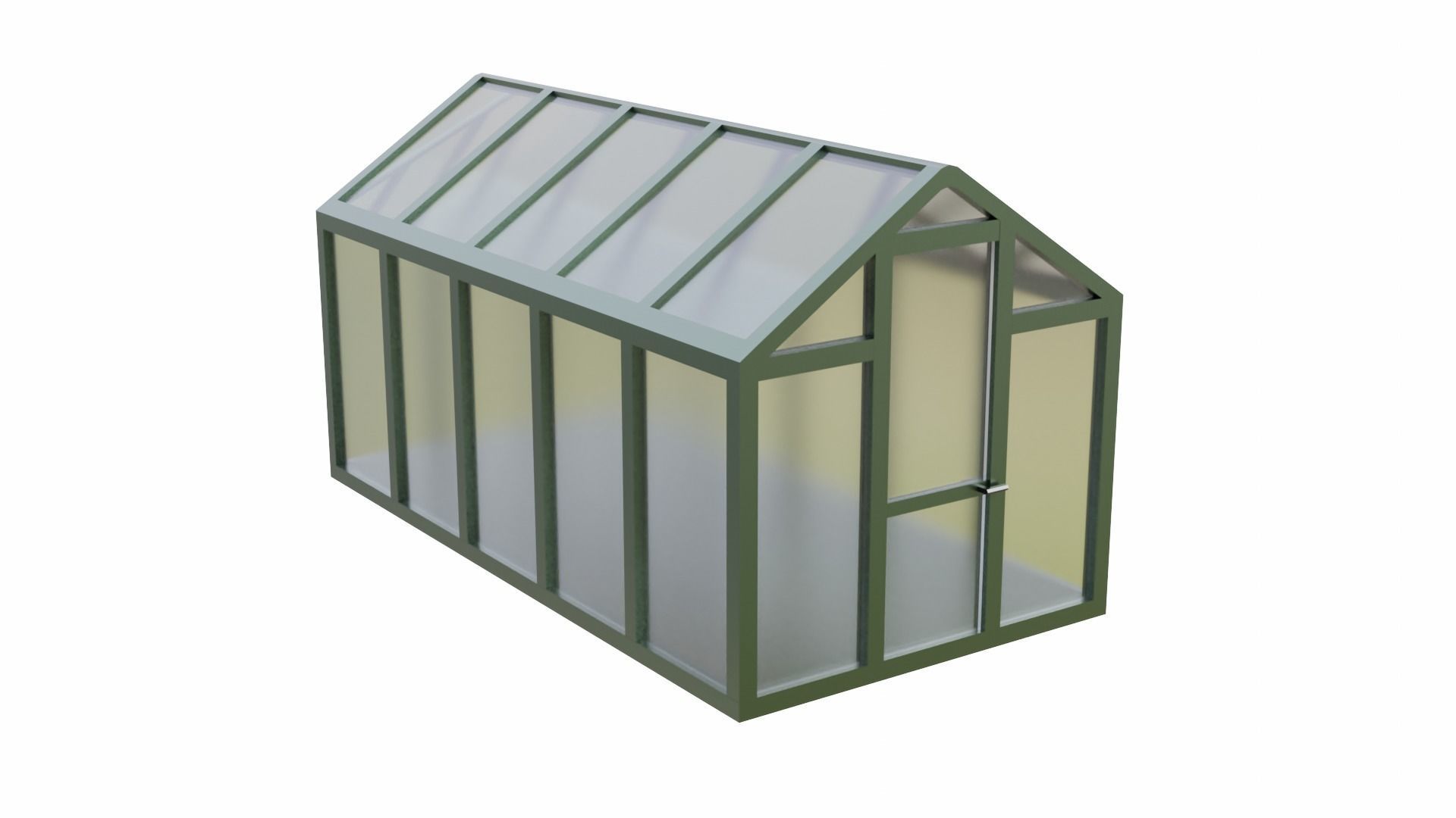 Greenhouse with glass roof Low-poly 3D model_4