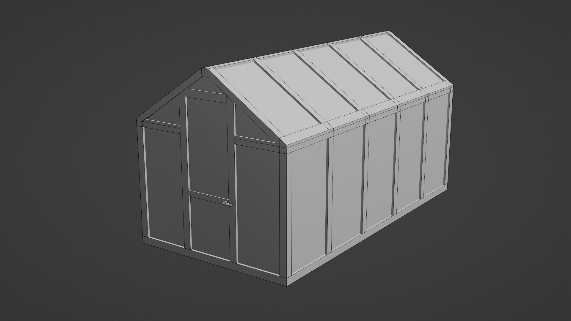 Greenhouse with glass roof Low-poly 3D model_8