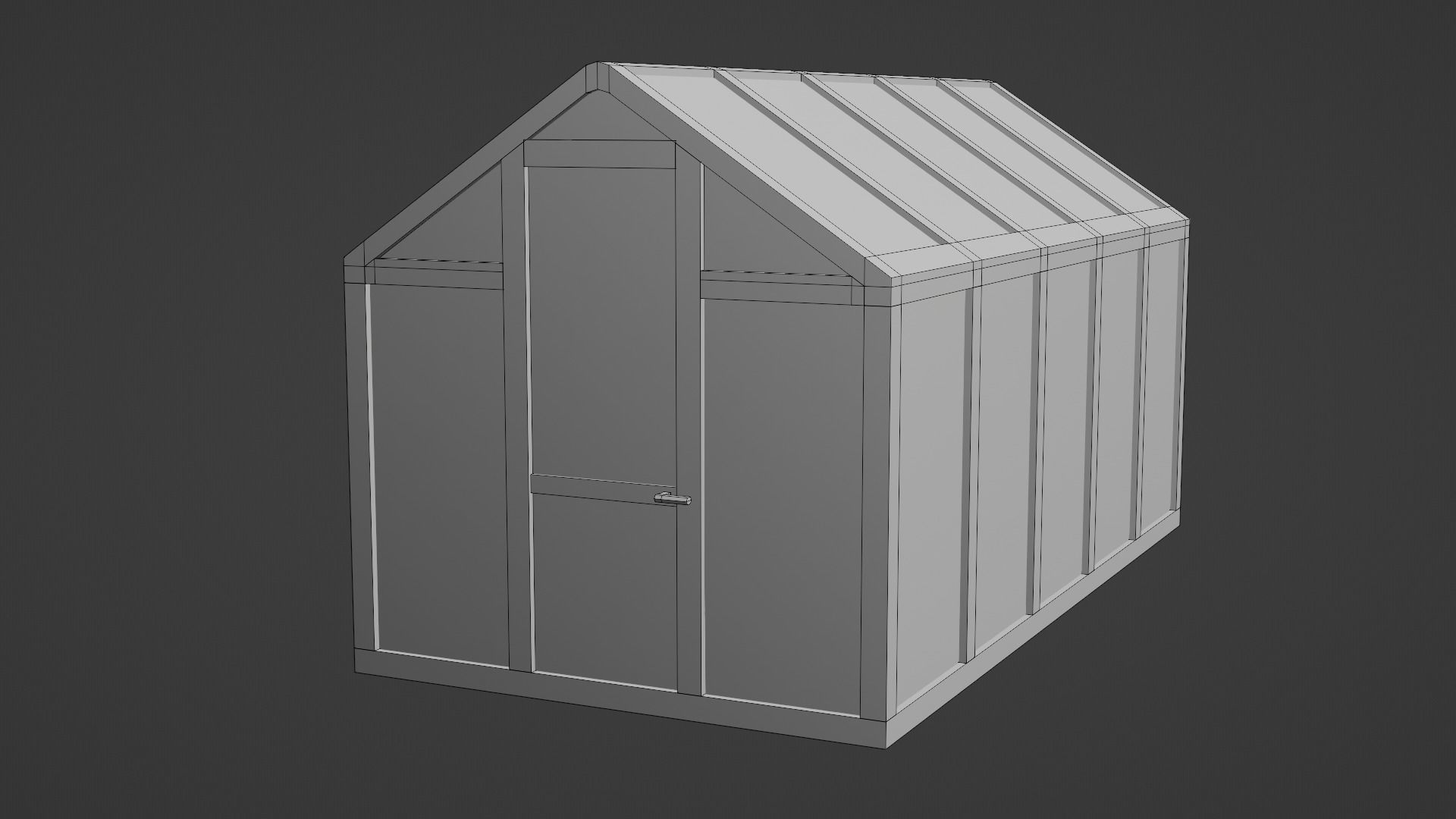 Greenhouse with glass roof Low-poly 3D model_11