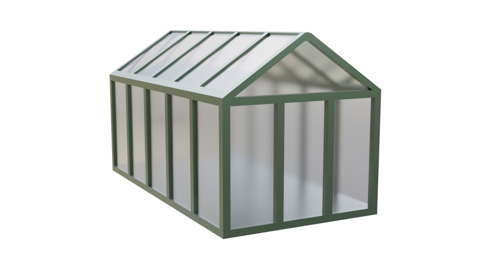 Greenhouse with glass roof Low-poly 3D model_7