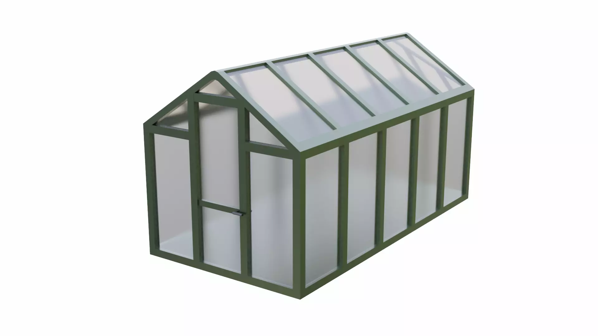 Greenhouse with glass roof Low-poly 3D model_0