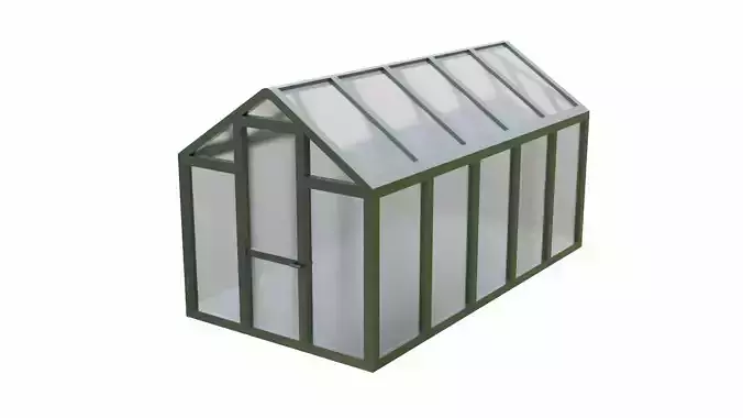 Greenhouse with glass roof Low-poly 3D model