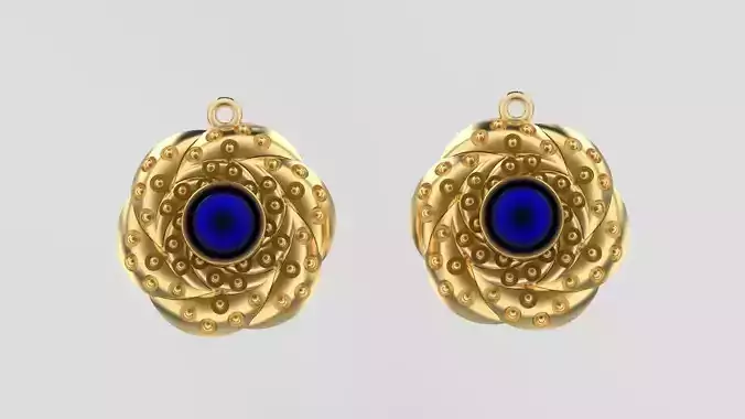 silver flower moon stone earring