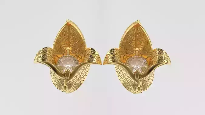 moon stone leaf lower earring 