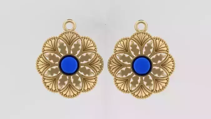 gem stone leaf filigree earring