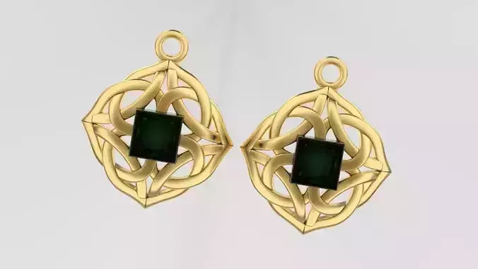 gem stone Celtic earring