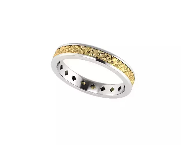 Ring-2tone gold and silver ring with diamonds