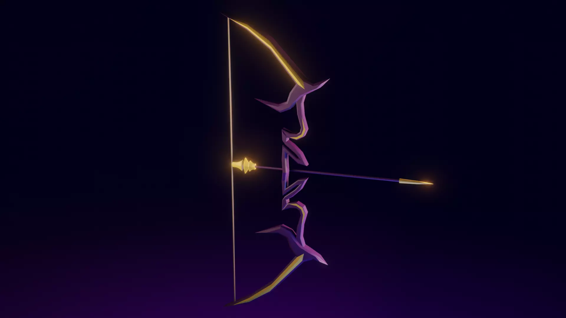 Stylized bow weapon PBR low-poly game ready Low-poly 3D model_0