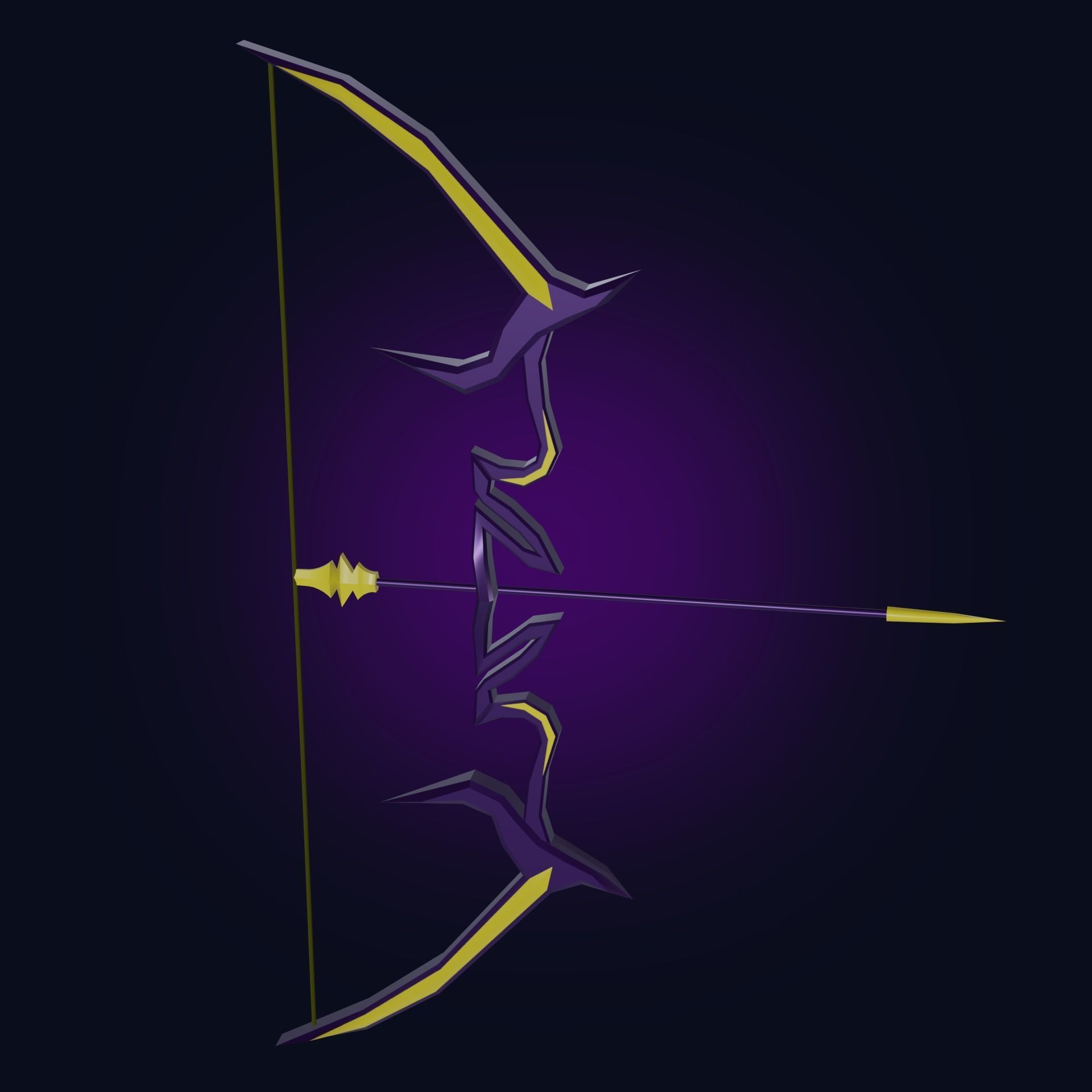 Stylized bow weapon PBR low-poly game ready Low-poly 3D model_1