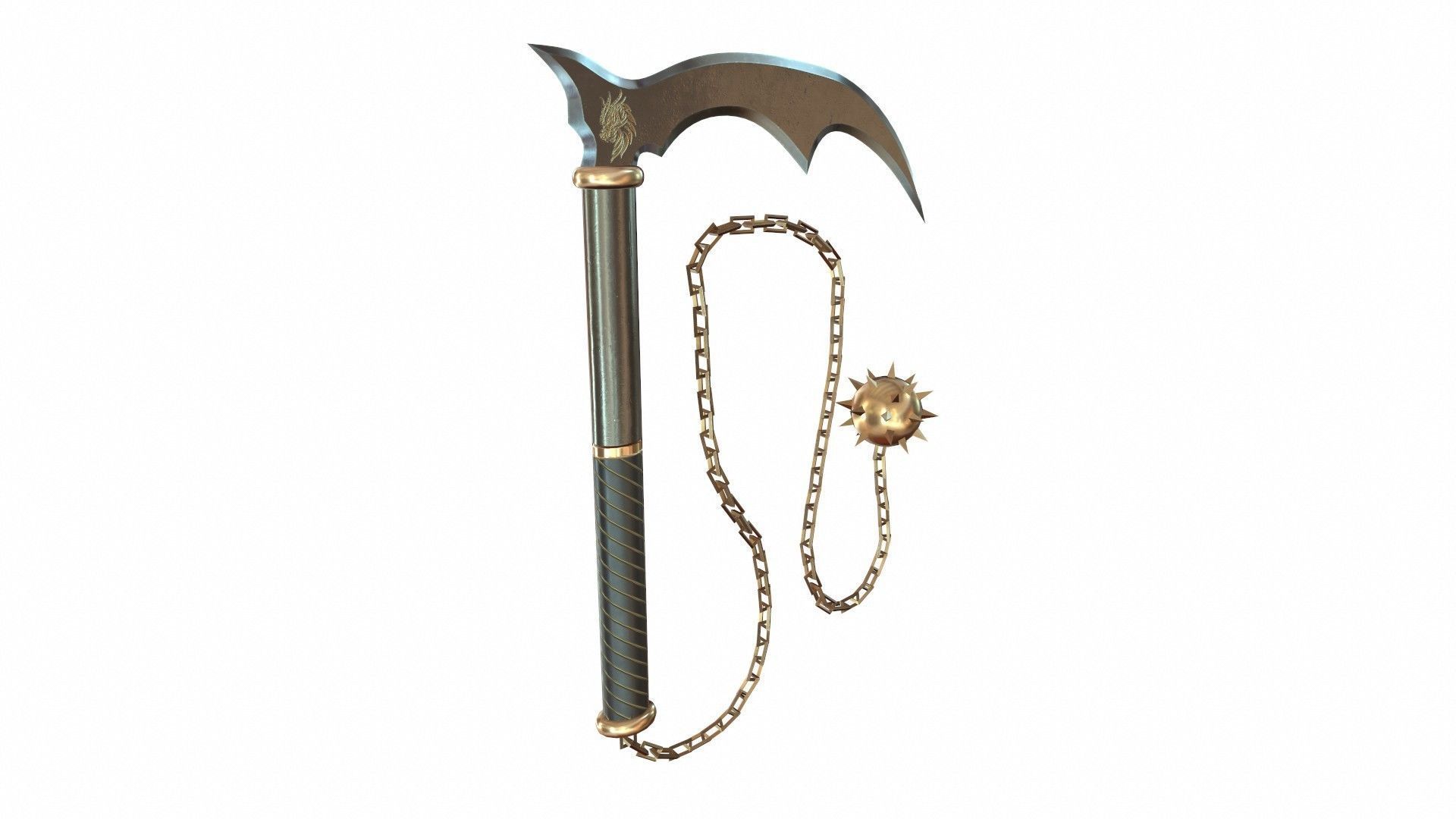 3D model Kusarigama scythe with chain VR / AR / low-poly | CGTrader