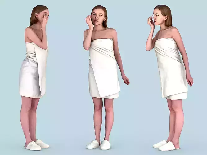 Girl Makes Up After Shower