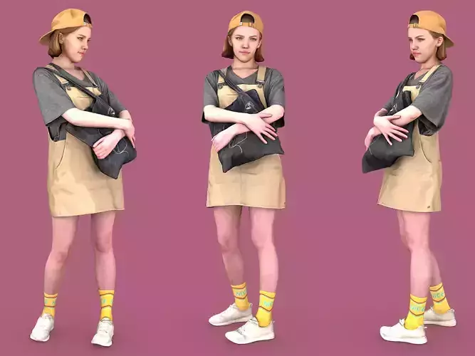 Girl in Jumpsuit-dress 3D model