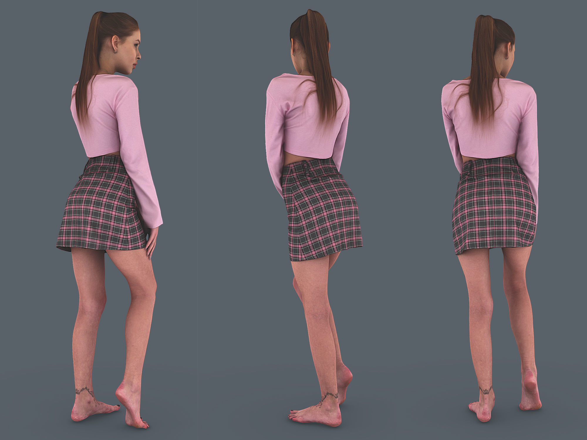 Hottie in a Pink 3D model_4