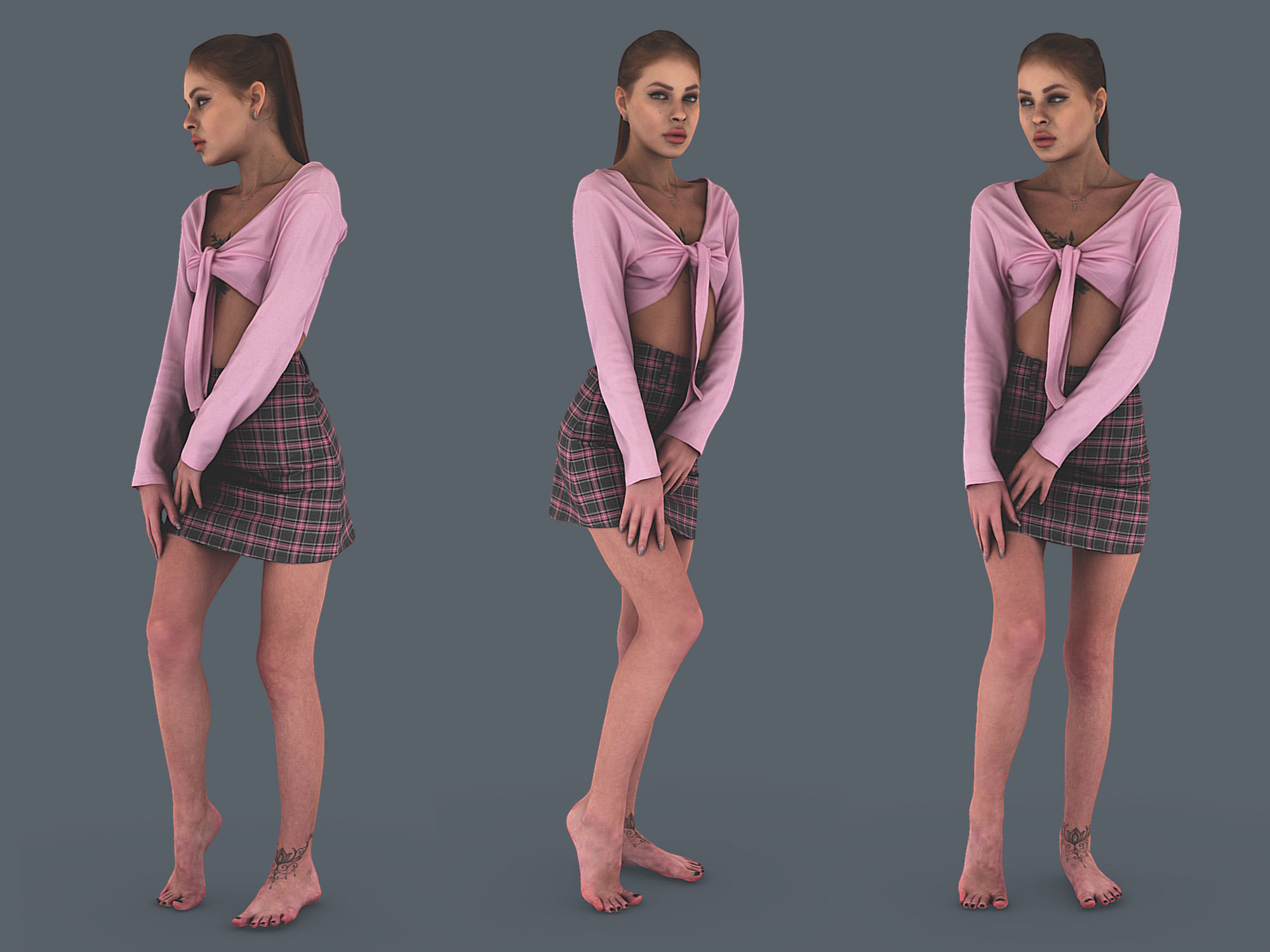 Hottie in a Pink 3D model_1